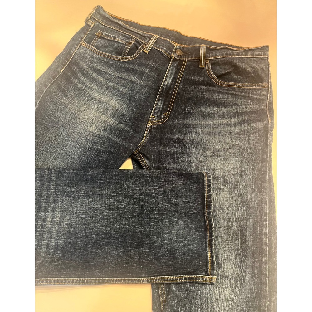 Levis 505 Regular Fit Mens Jeans Dark Wash Blue 36x30 Straight Leg Denim